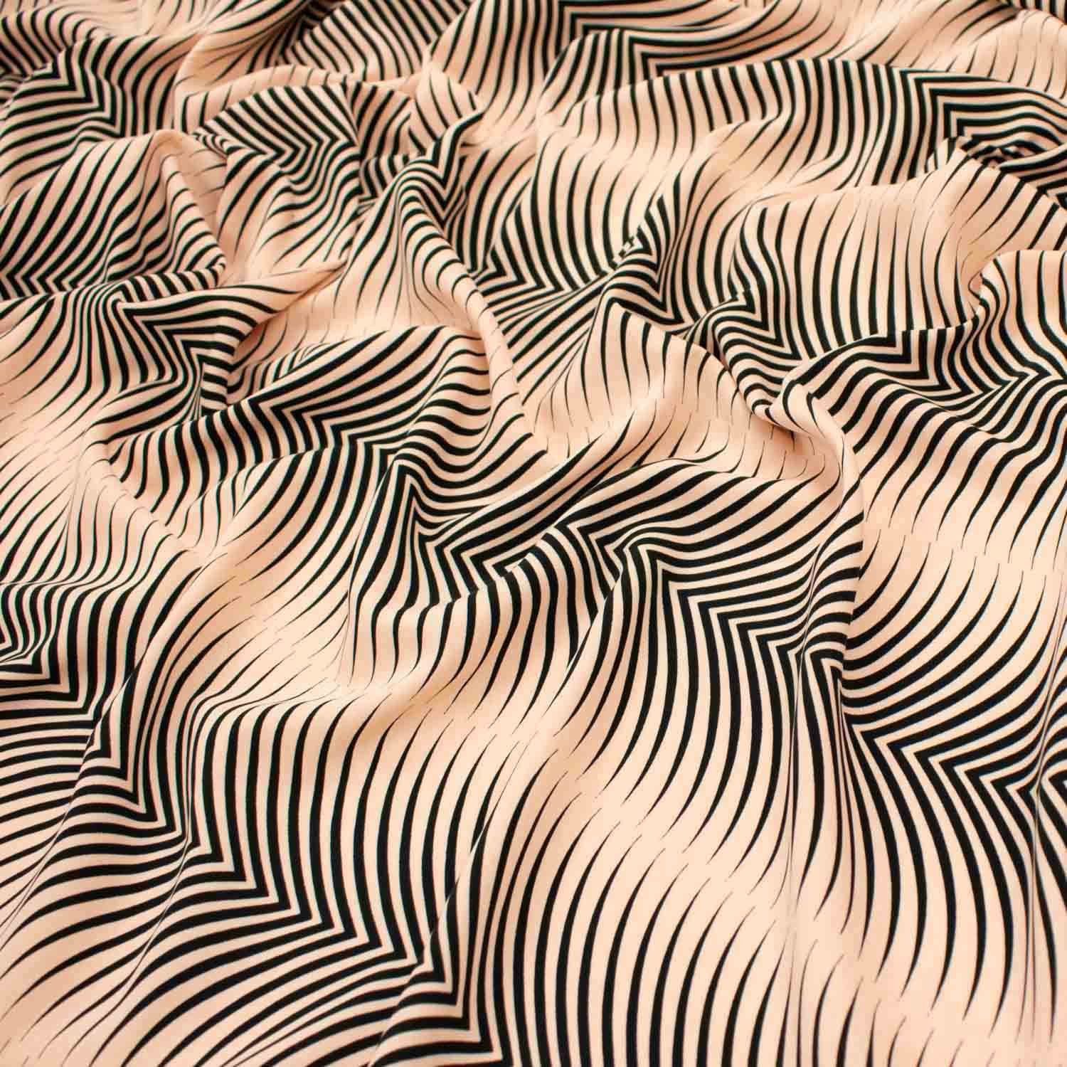 Printed Crepe Abstract Wavy Peach