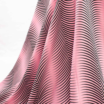 Printed Crepe Abstract Wavy Pink