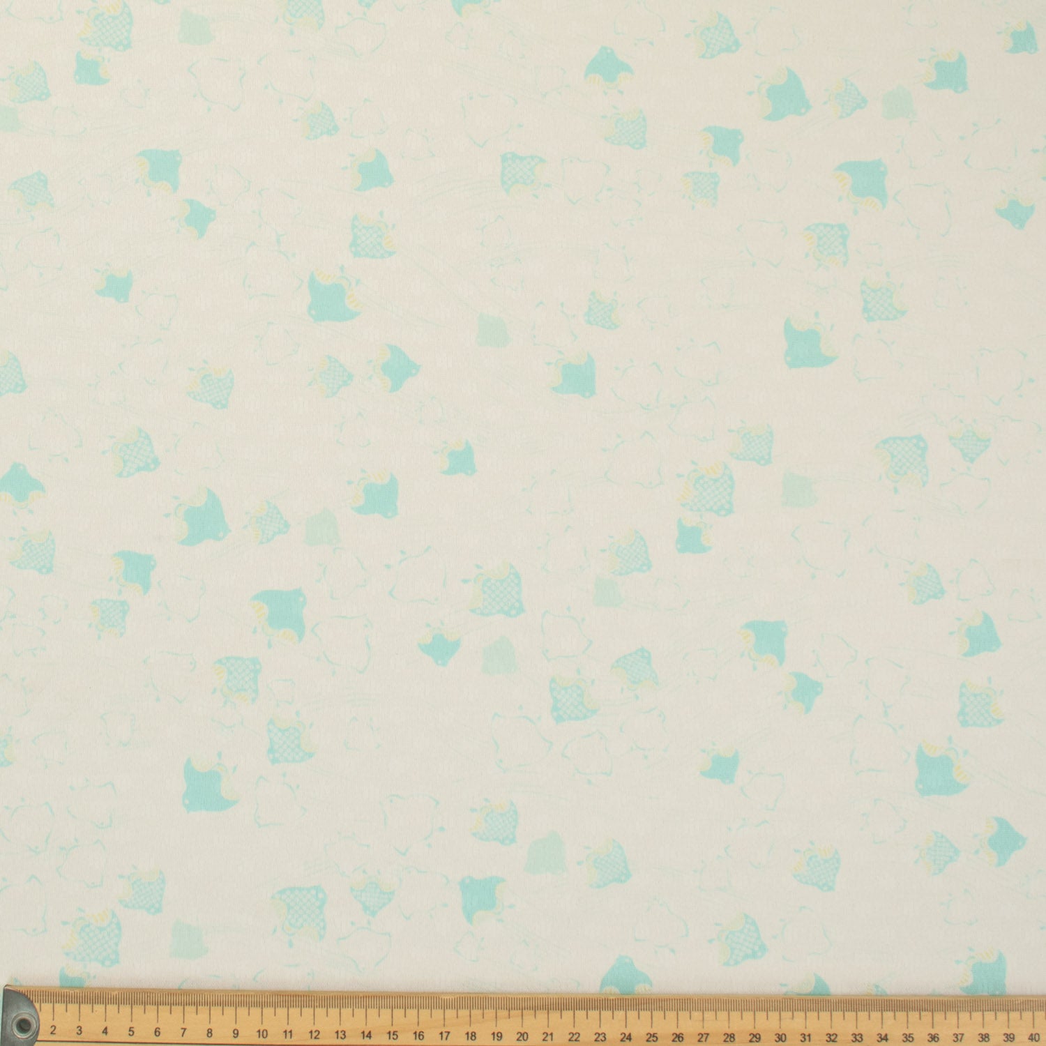 Printed Crepe Blue Birds on White