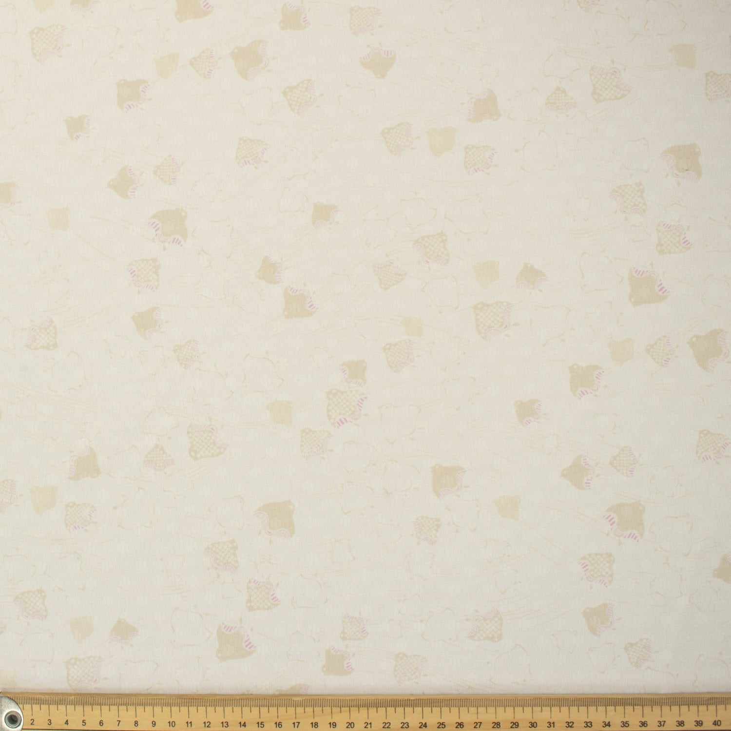 Printed Crepe Beige Birds on Ivory