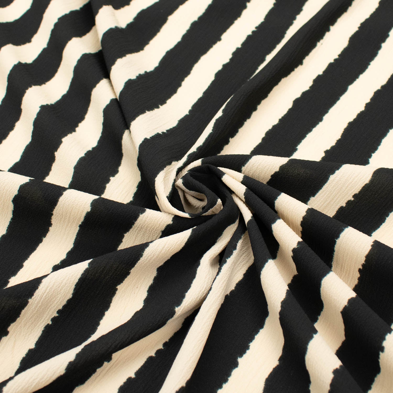 Stripe Printed Crepe Georgette Beige & Black