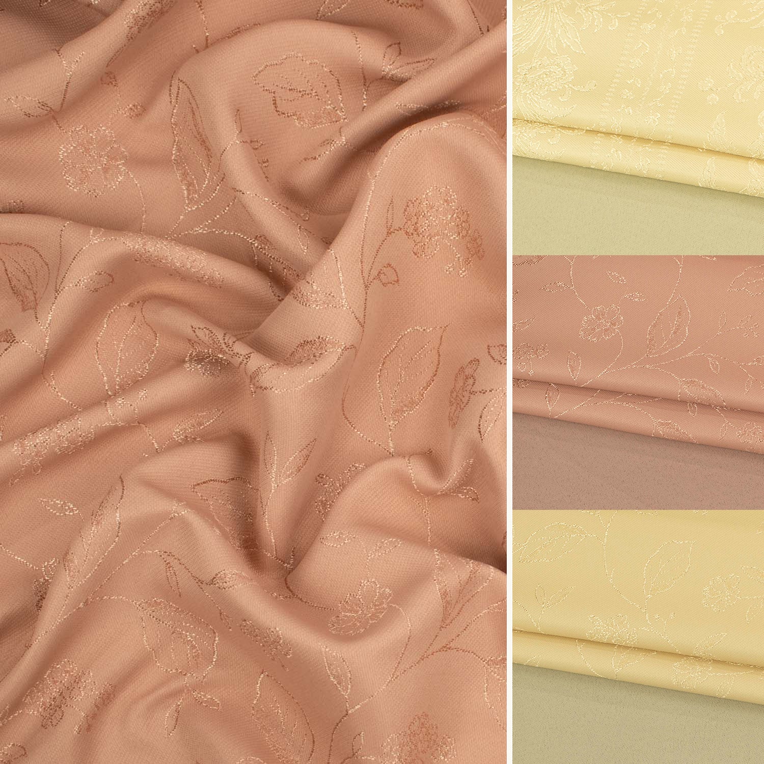 Embroidered Floral Vines Dim-Out Curtaining/Upholstery Jacquard