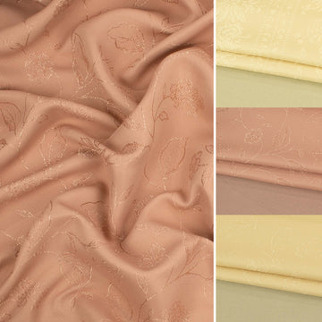 Embroidered Floral Vines Dim-Out Curtaining/Upholstery Jacquard