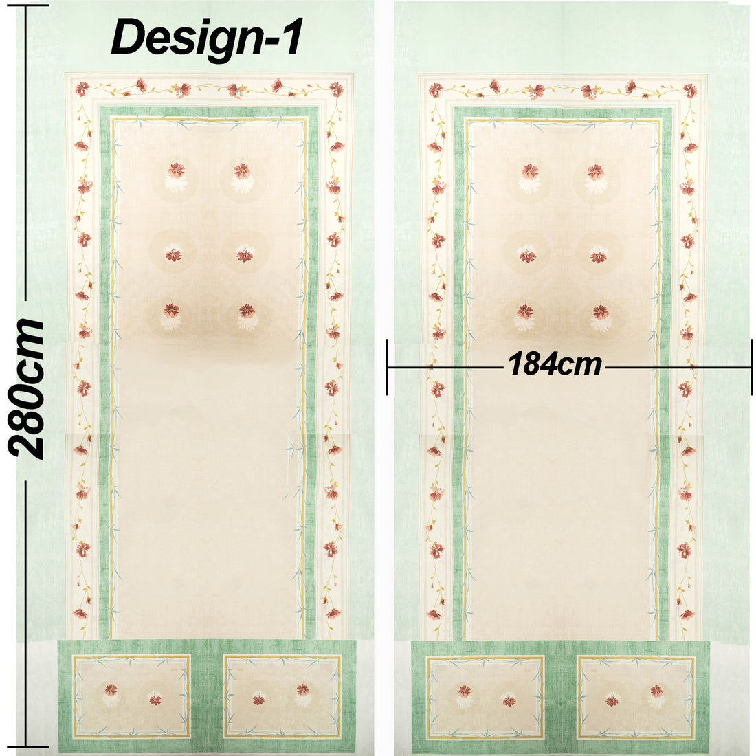 Vintage Floral Geometric Printed Textured Jacquard Curtaining/Upholstery 184x280CM Panel
