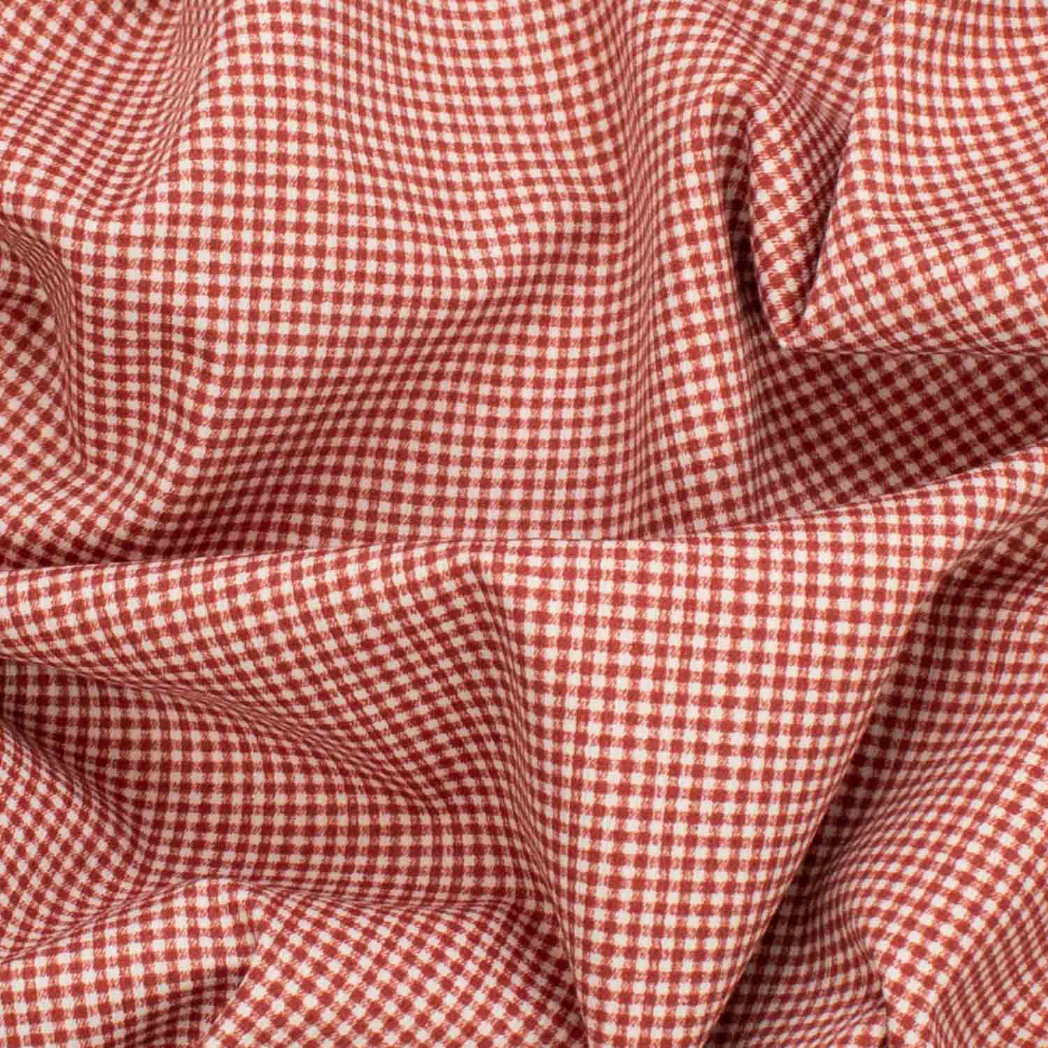 Red Micro Check Duck Canvas Cotton 280CM Wide