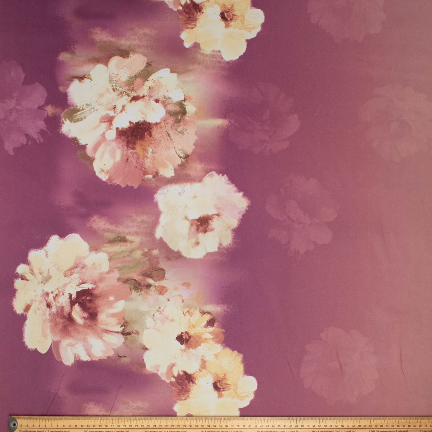 Reversible Printed Floral Dim-Out Curtaining Drapery Fabric 300cm