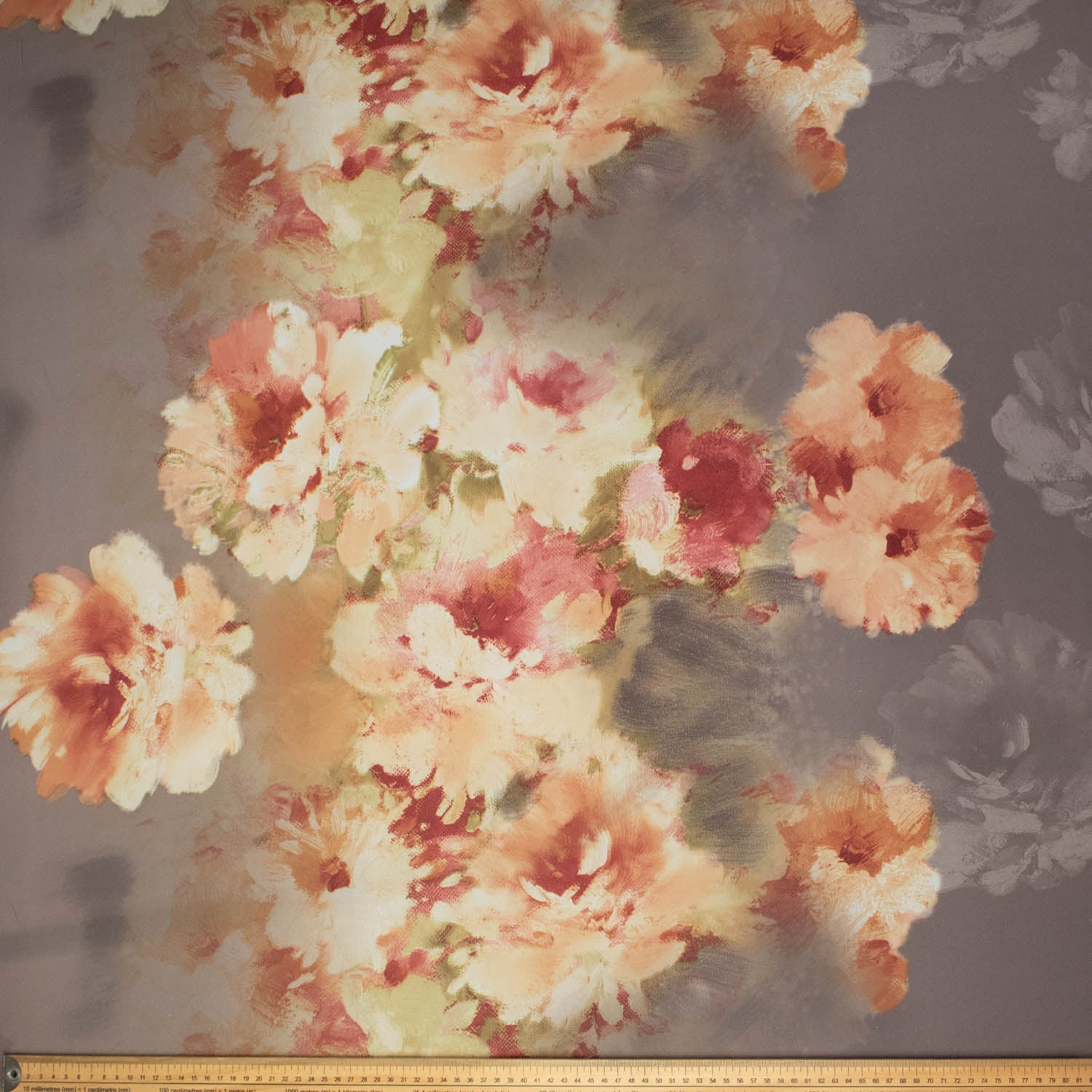 Reversible Printed Floral Dim-Out Curtaining Drapery Fabric 300cm