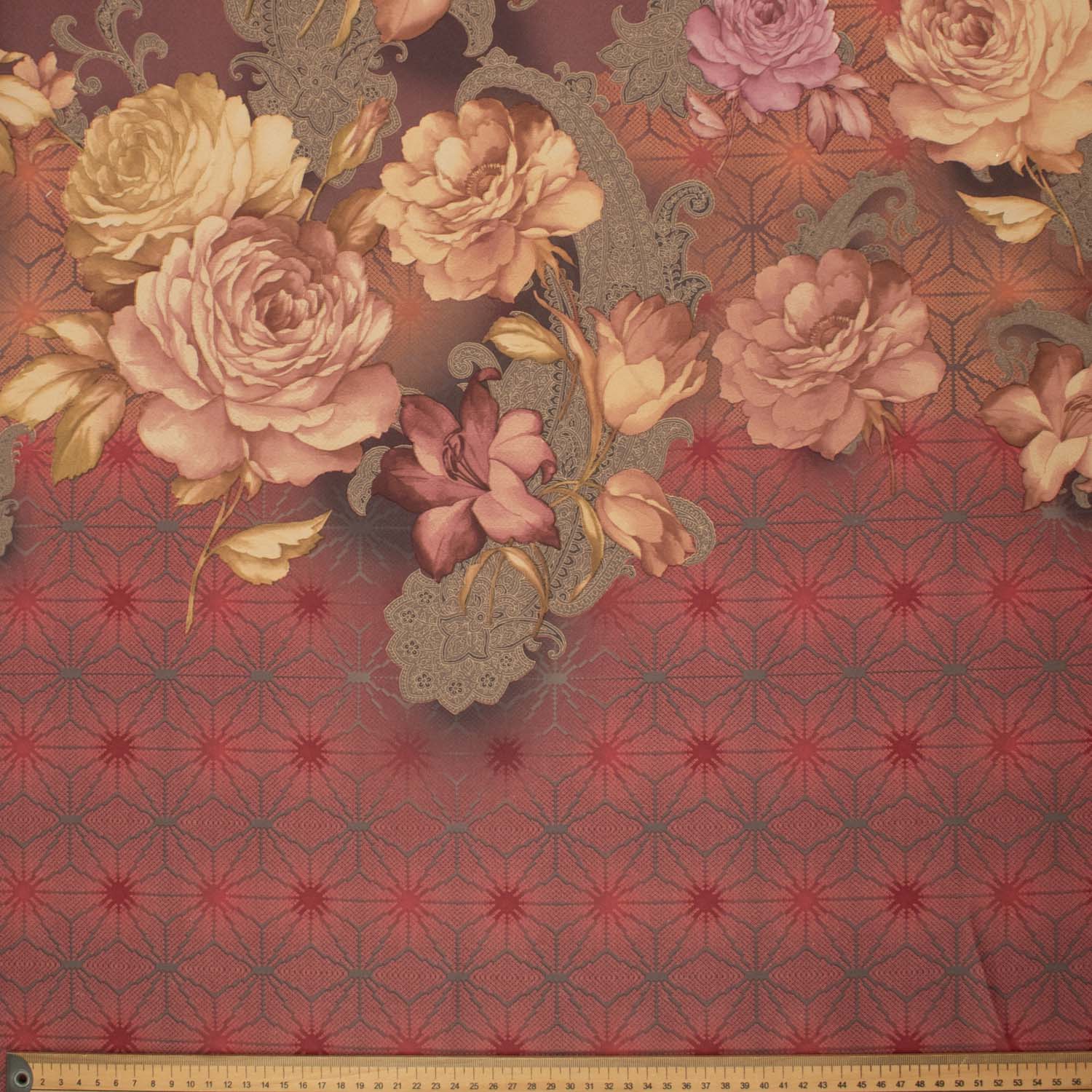 Reversible Printed Floral Dim-Out Curtaining Drapery Fabric 300cm