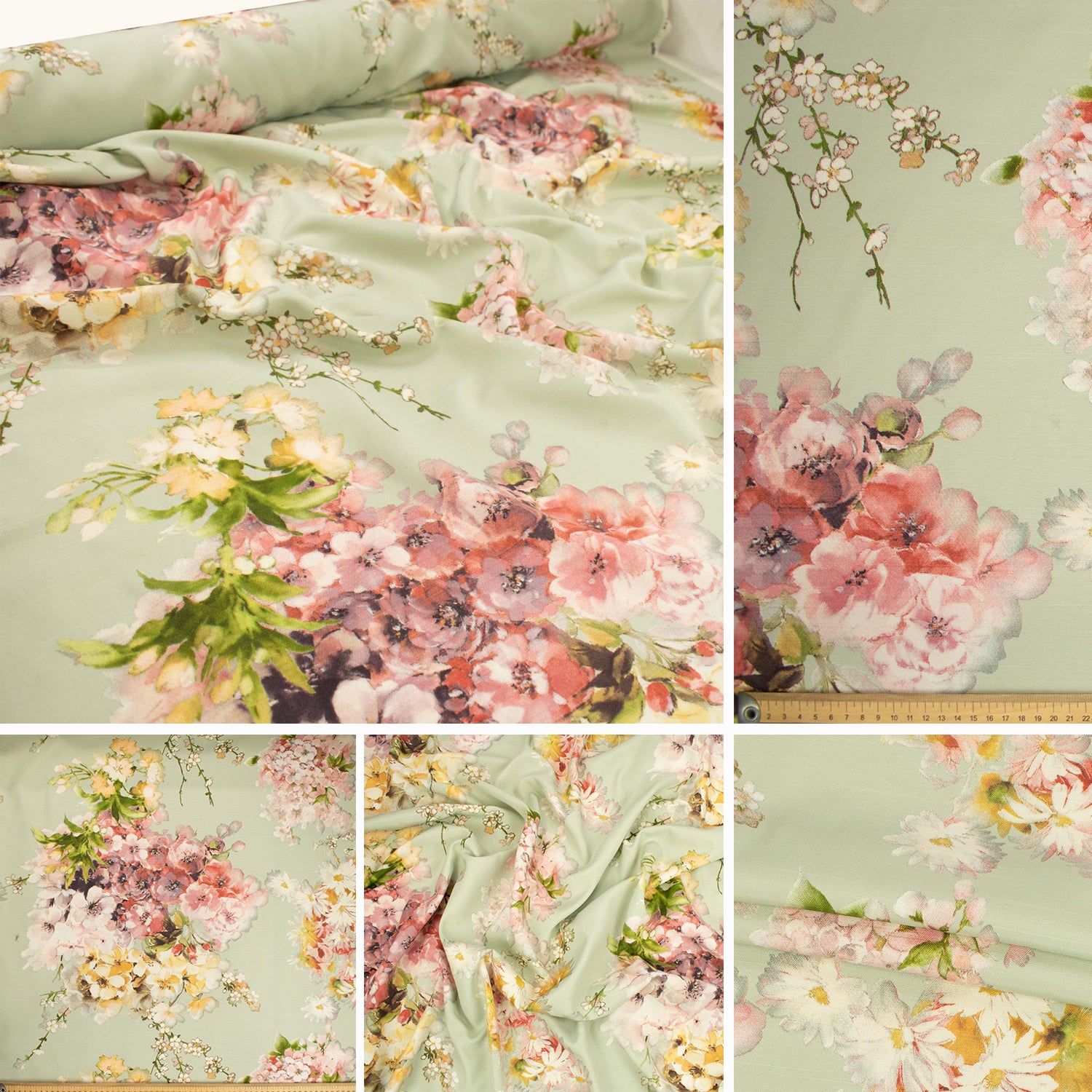Flowers & Leaves Printed Curtaining/Upholstery Fabric 150cm