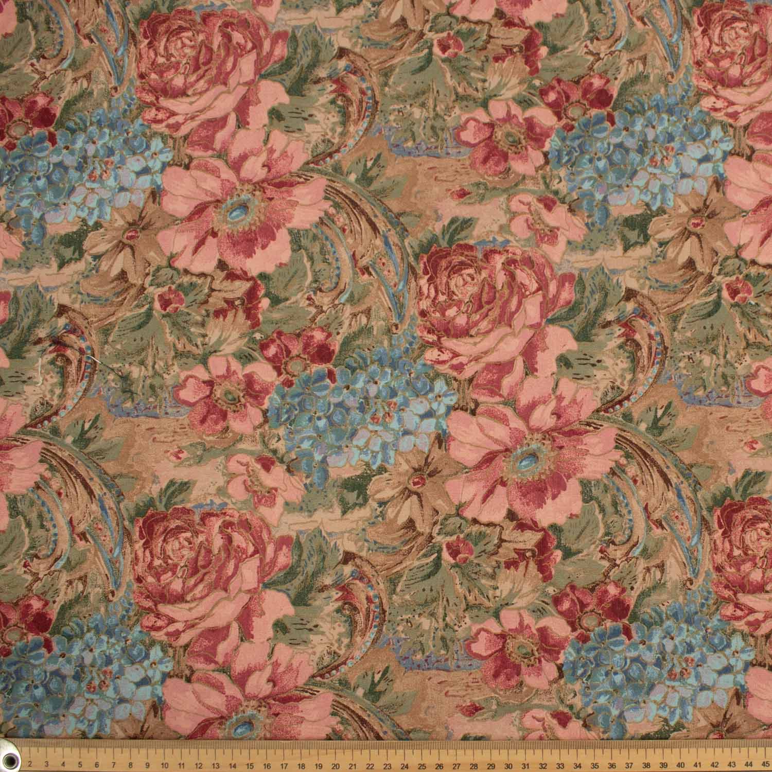 Flowers & Leaves Printed Curtaining/Upholstery Fabric 150cm