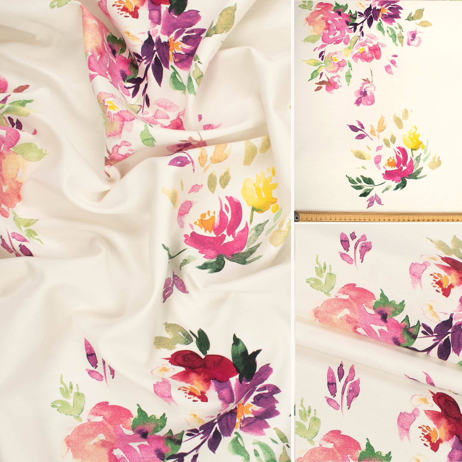 Flowers & Leaves Printed Curtaining/Upholstery Fabric 150cm