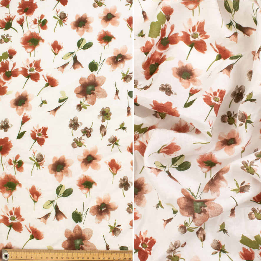 Pure Linen Flower Prints 112CM