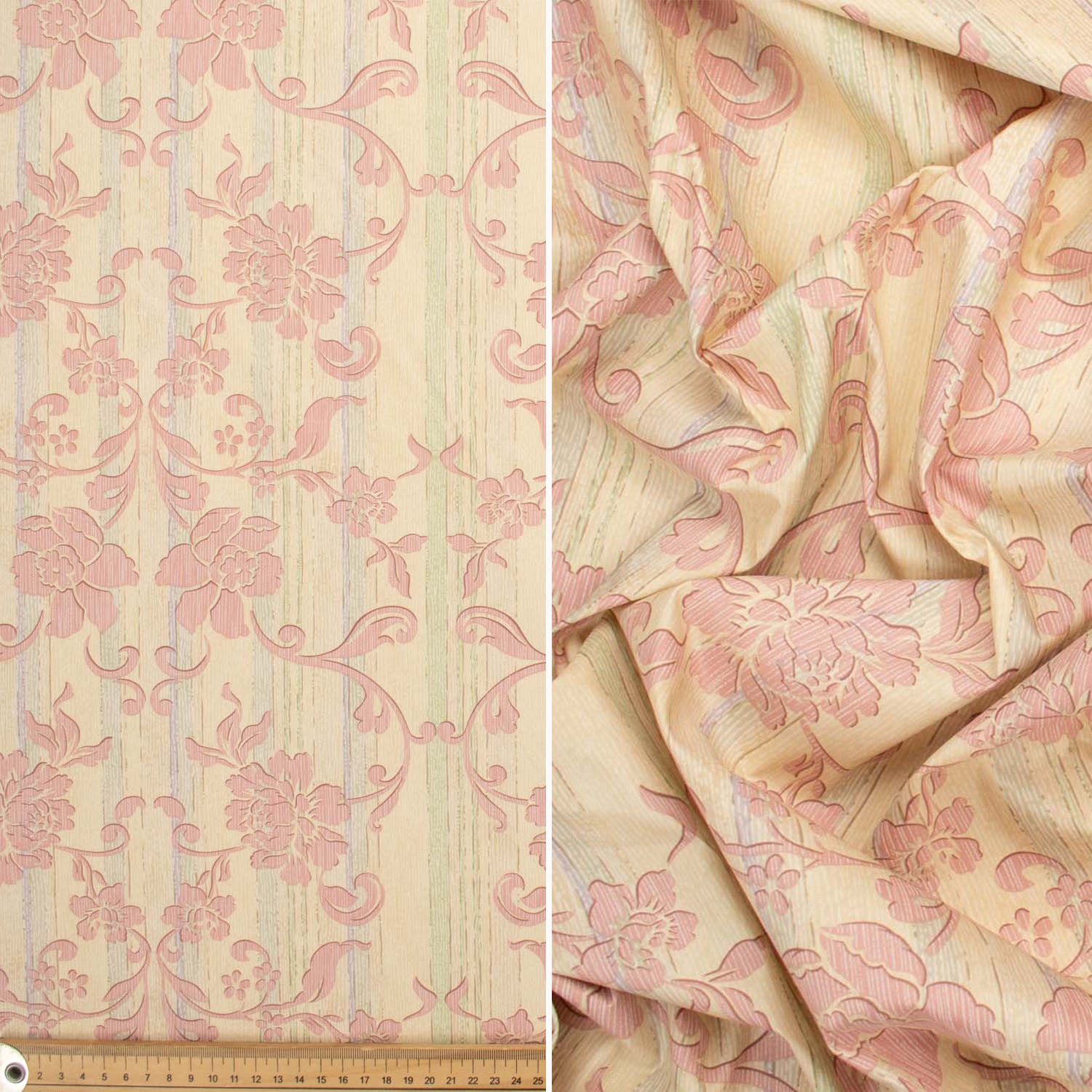 Printed Lining Floral Vines On Cream