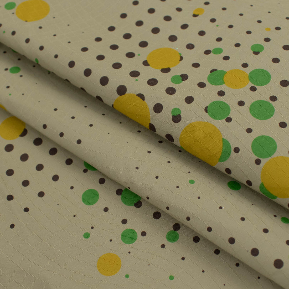 Printed Lining Design-12 Yellow & Green Dots on Khaki