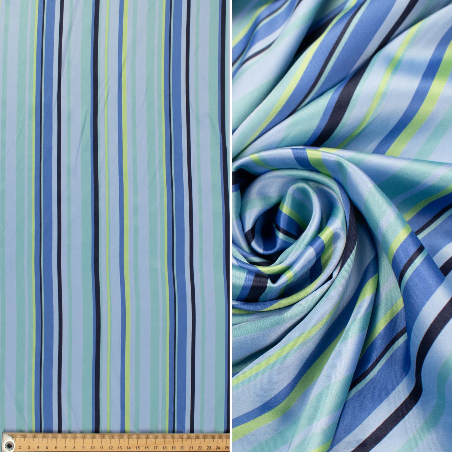 Printed Satin Lining Design-13 Royal & Navy Stripes on Sky Blue