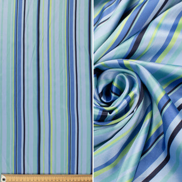 Printed Satin Lining Design-13 Royal & Navy Stripes on Sky Blue