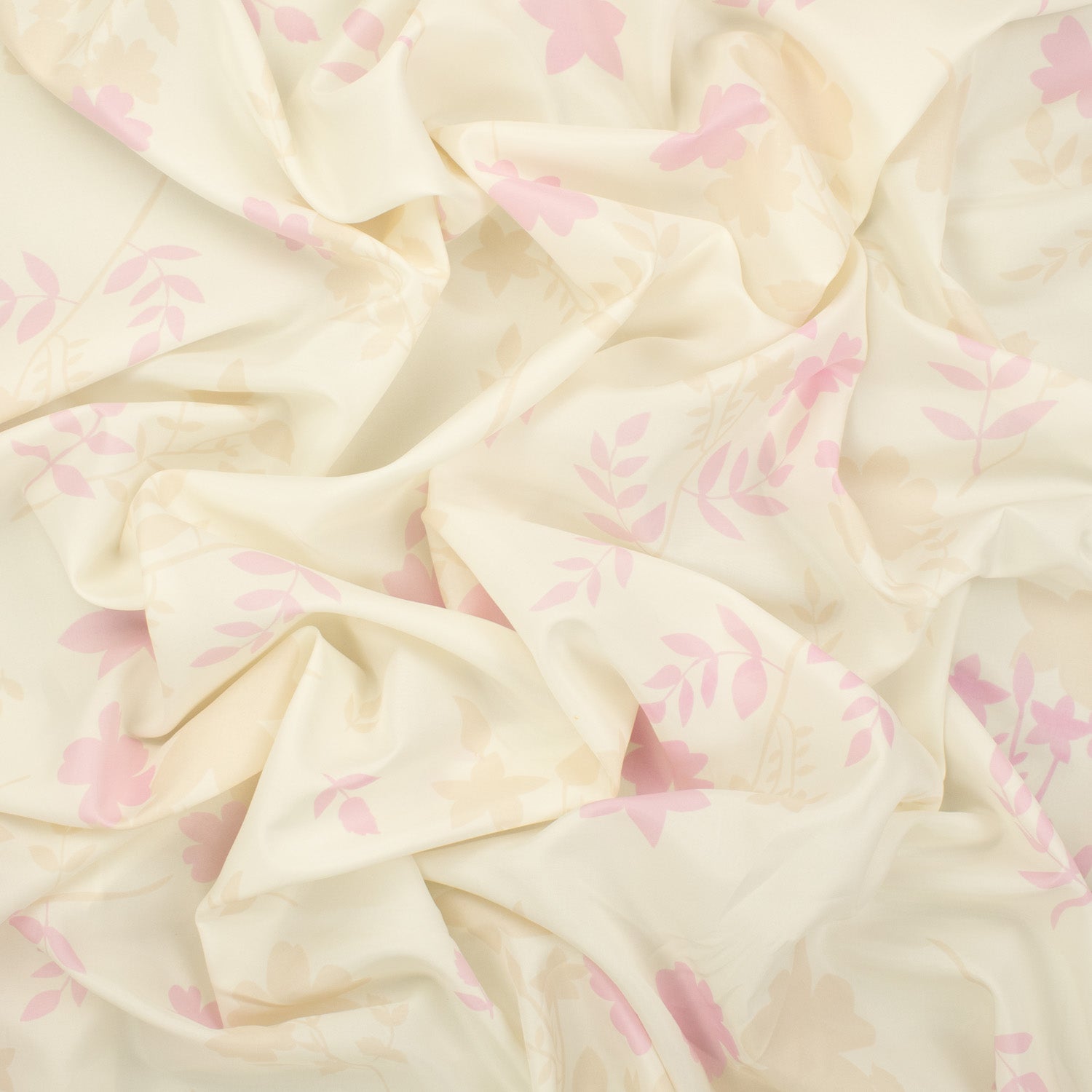 Printed Lining Design-16 Baby Pink Leaves on Cream