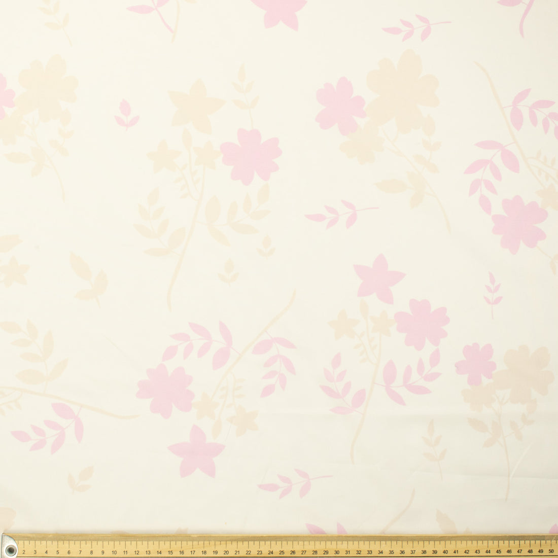 Printed Lining Design-16 Baby Pink Leaves on Cream