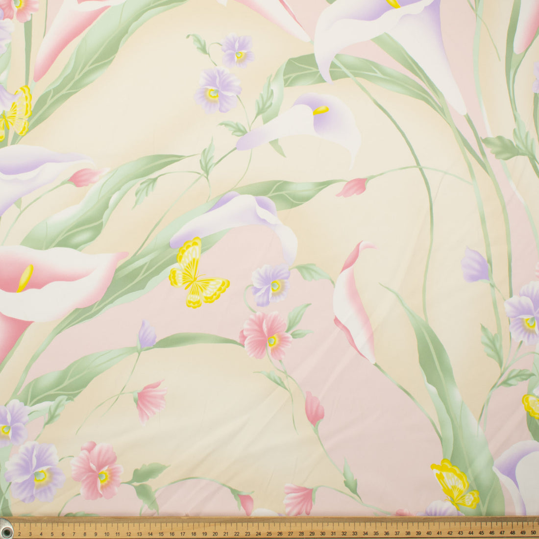 Printed Lining Design-17 Baby Pink & Lilac Tulip on Cream