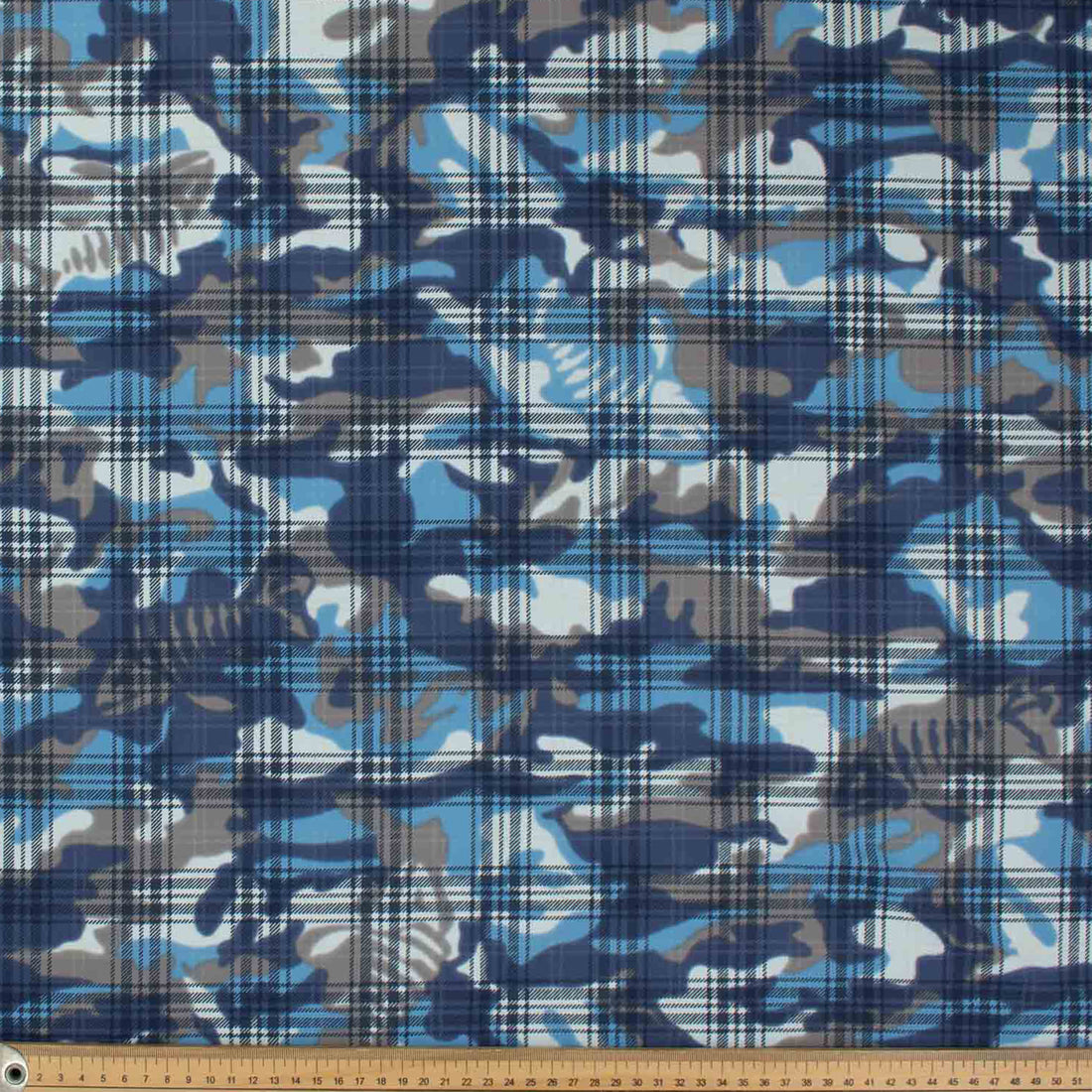 Printed Lining Design-19 Blue Navy Camouflage/Army Checks