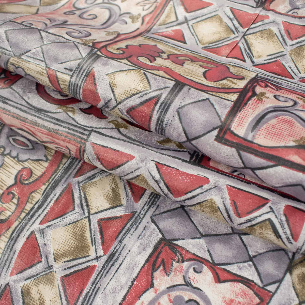 Printed Lining Design-36 Red & Grey Geometric – Homecraft Textiles