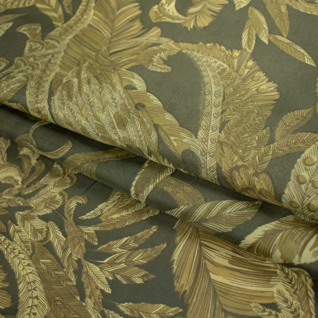 Printed Lining Design-38 Dark Gold Feather on Brown