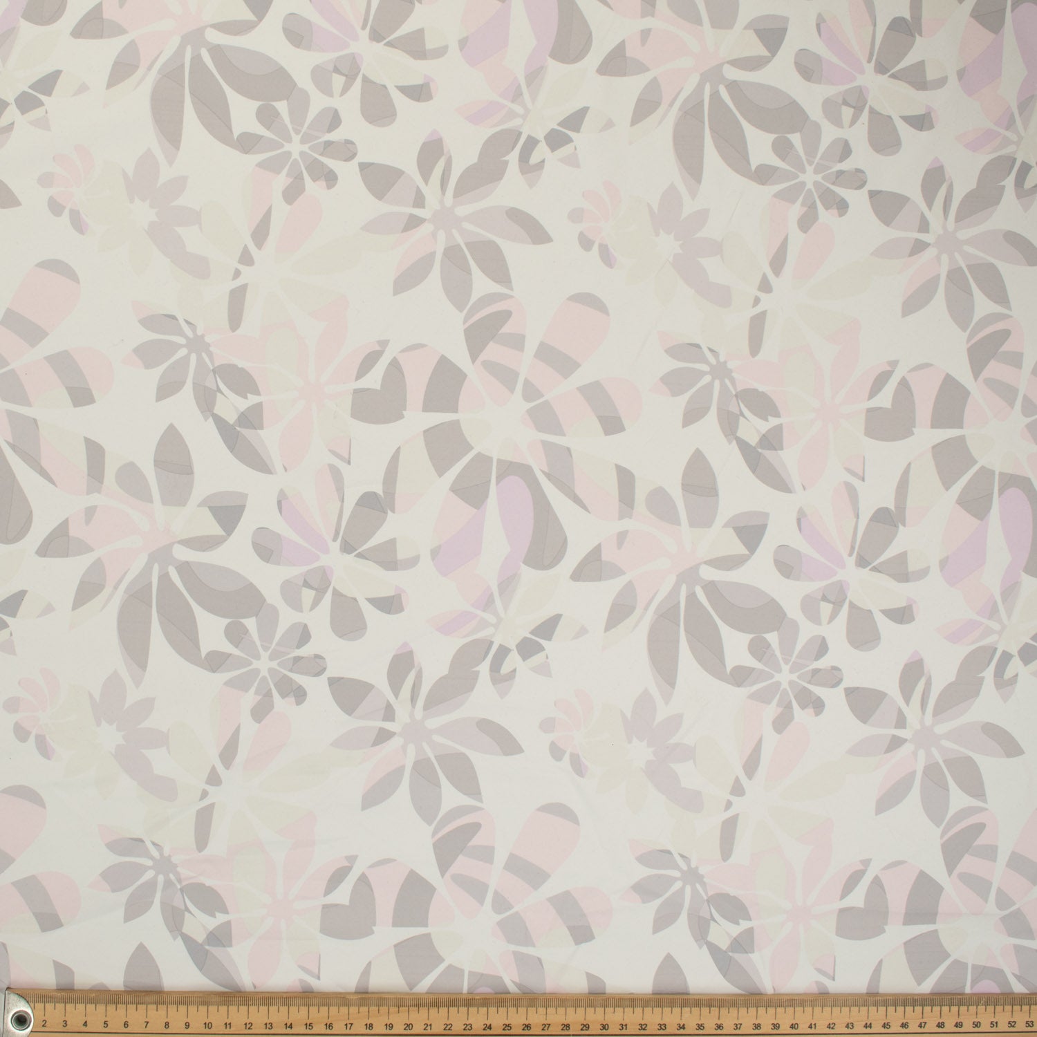 Printed Lining Design-39 Grey & Baby Pink Florals on Ivory