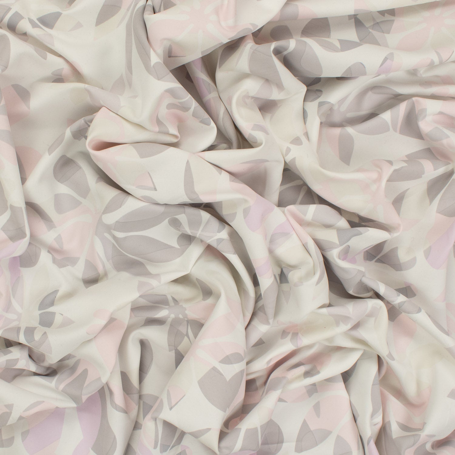 Printed Lining Design-39 Grey & Baby Pink Florals on Ivory