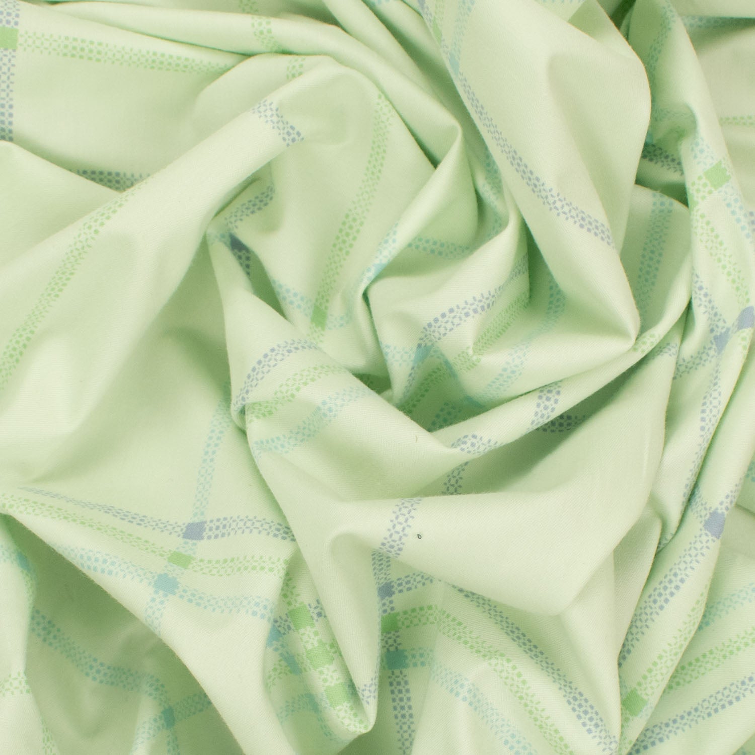 Printed Lining Design-44 Blue & Green Checks on Mint