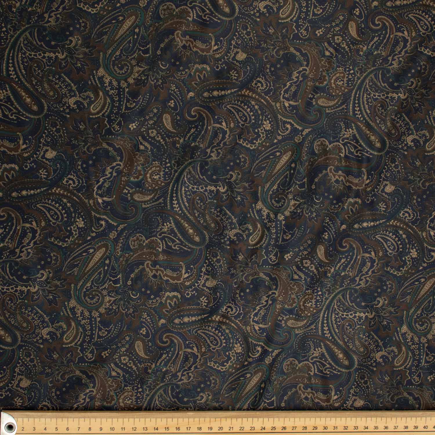 Printed Lining Design-49 Brown Paisley on Navy