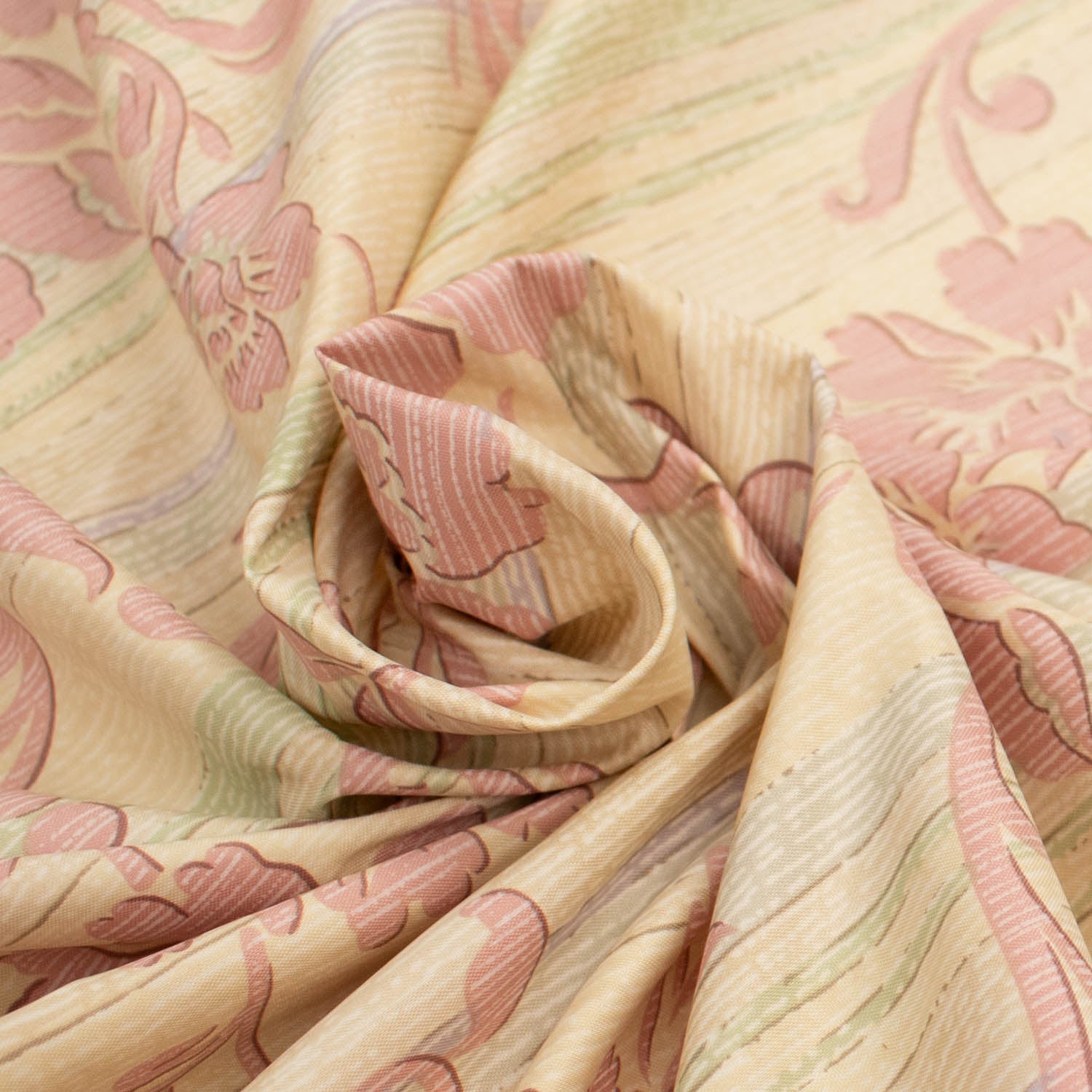 Printed Lining Floral Vines On Cream