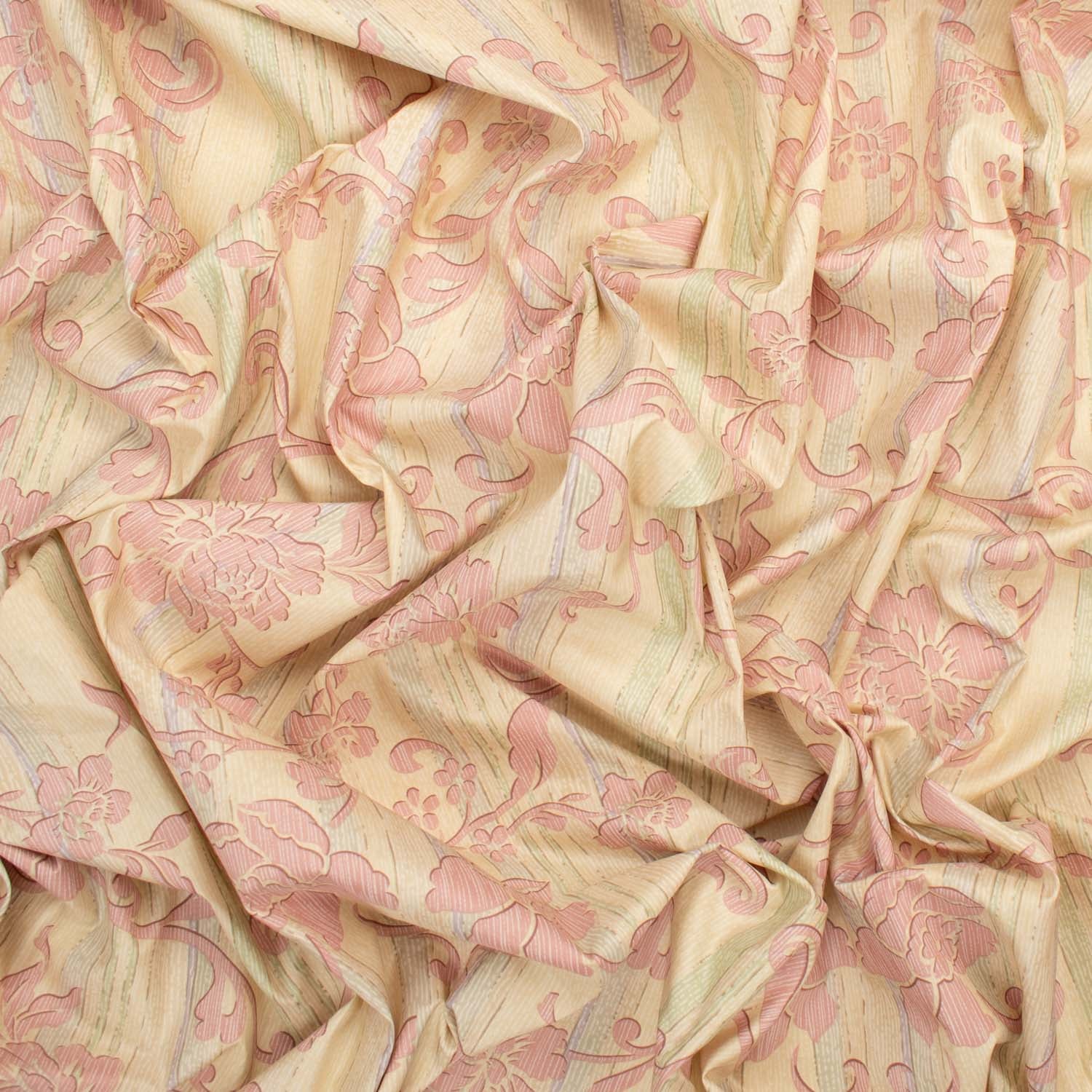 Printed Lining Floral Vines On Cream