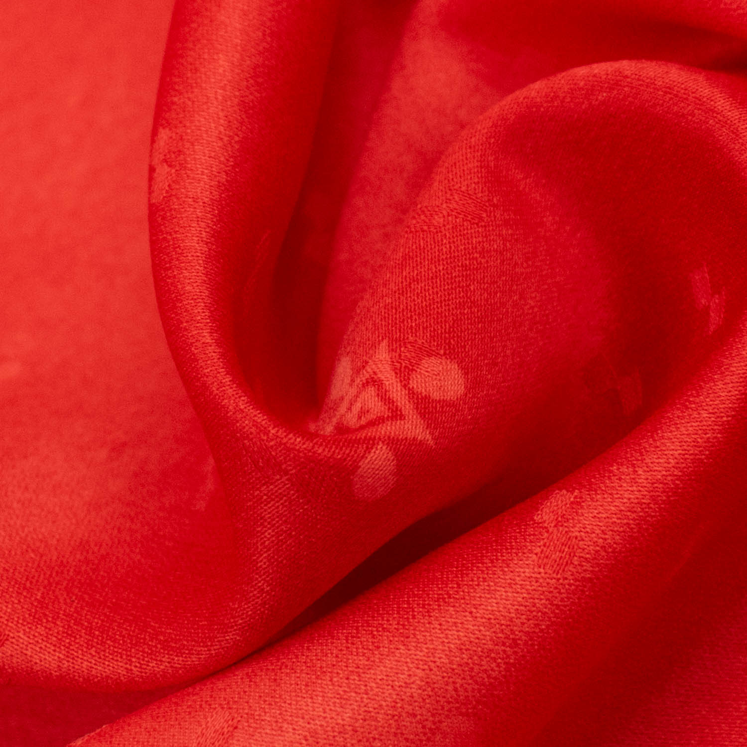 Printed Peach Satin Red Aztec Border Prints