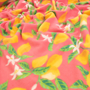 Sweet Pink Lemon Blossom Polar Printed Polar Fleece Design 44