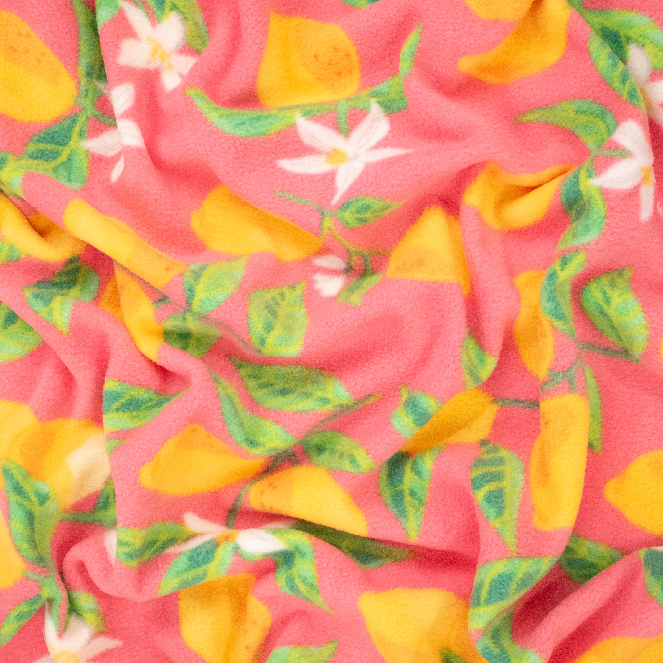 Sweet Pink Lemon Blossom Polar Printed Polar Fleece Design 44