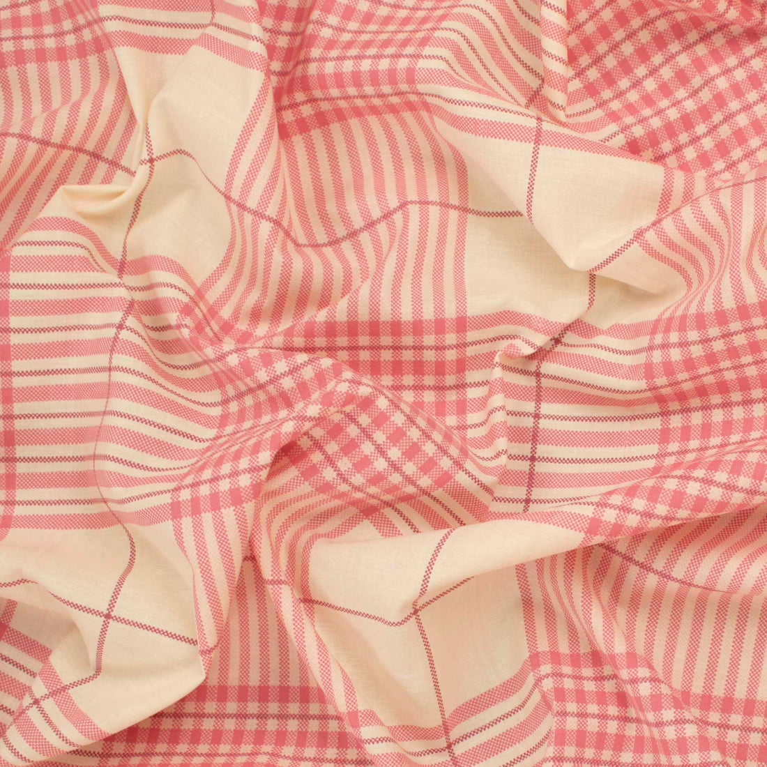 Pink & Cream Check Shirting 150cm