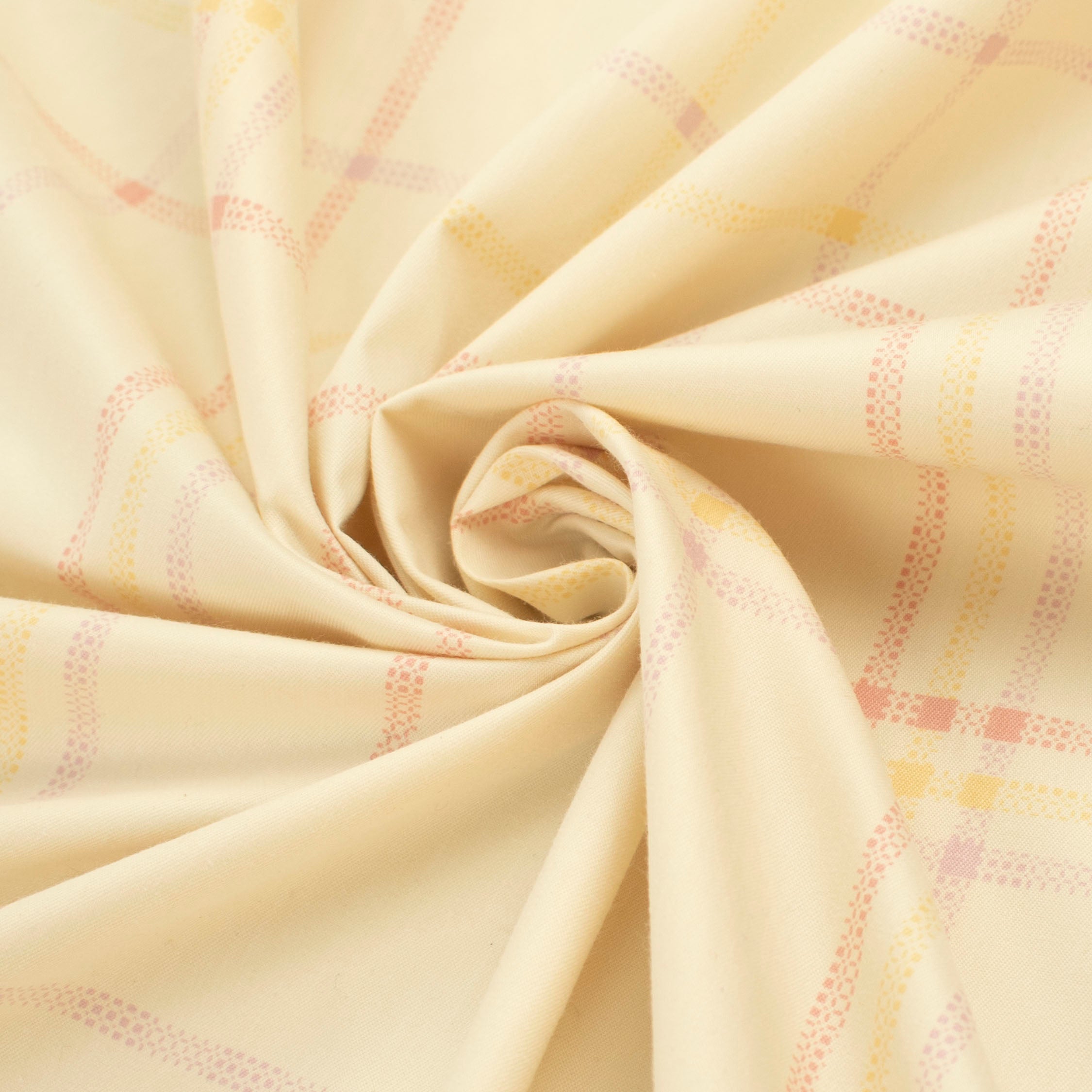 Pink & Yellow Checks on Cream Shirting 150cm