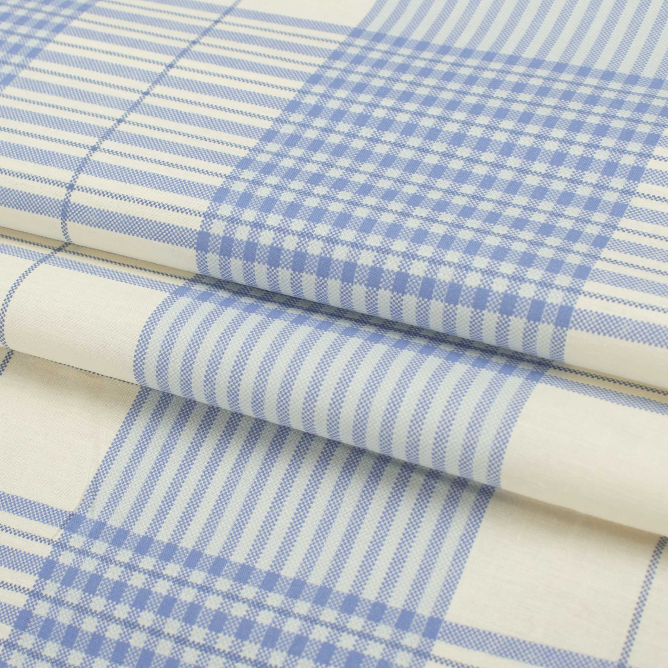 Blue & Ivory Check Shirting 150cm