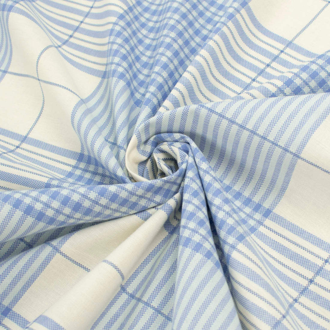 Blue & Ivory Check Shirting 150cm
