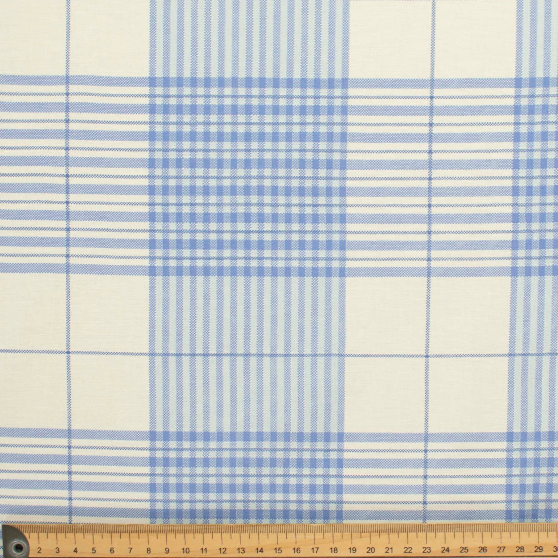 Blue & Ivory Check Shirting 150cm