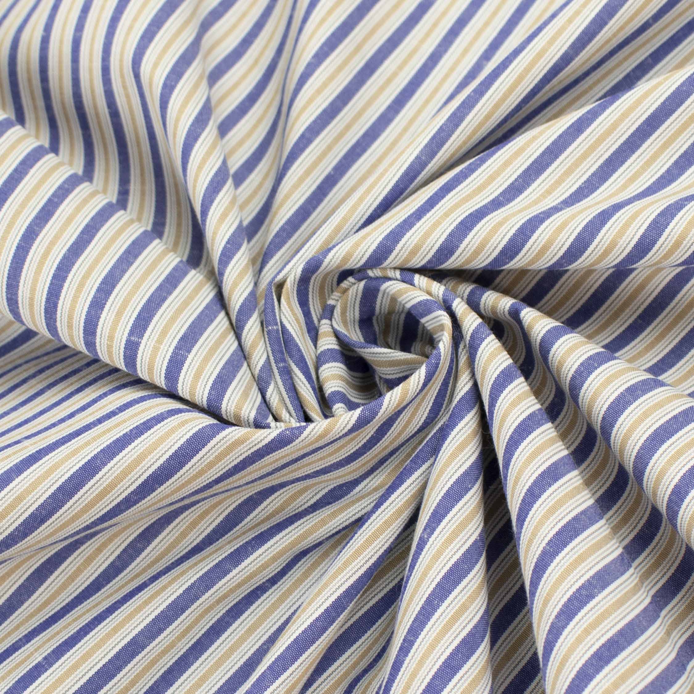Stripes Shirting 150cm Design-55 Purple & Beige