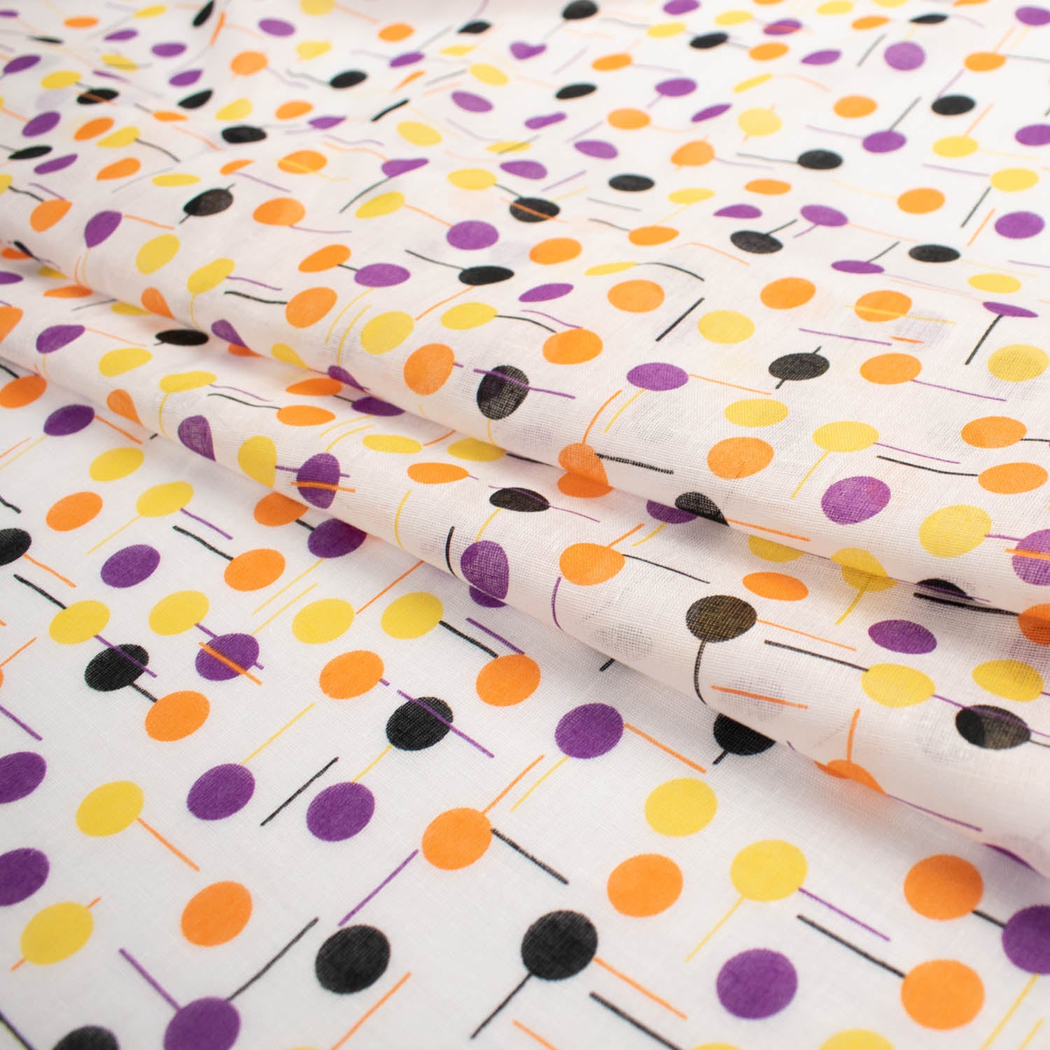 Printed Voile Purple & Yellow Dots