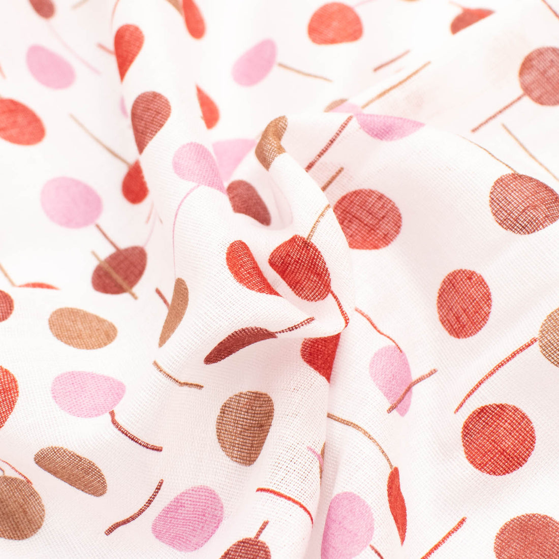 Printed Voile Red & Pink Dots