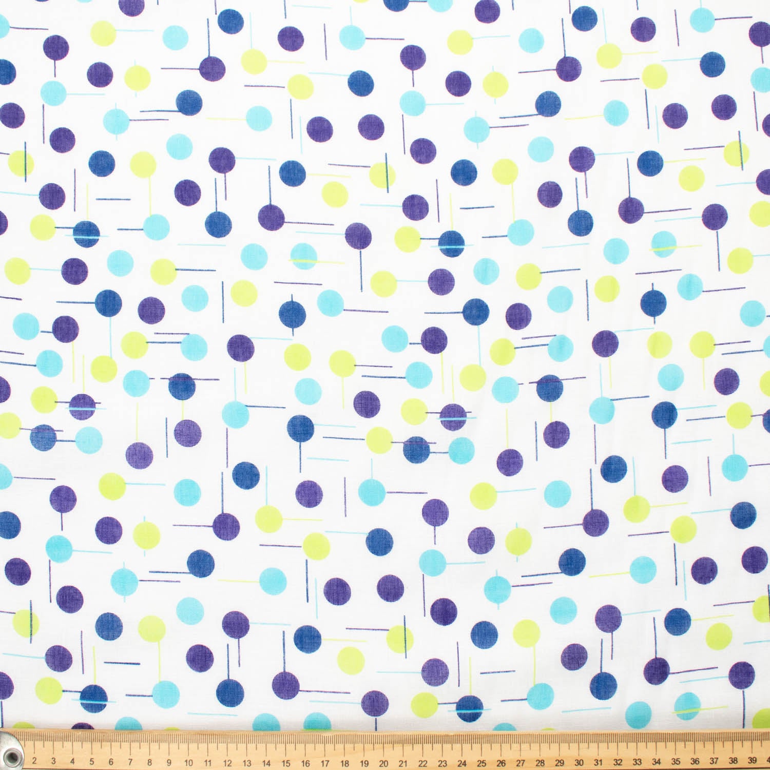 Printed Voile Blue & Green Dots