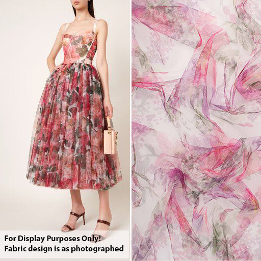 Digital Printed Fine Soft English Tulle - The Devon Collection
