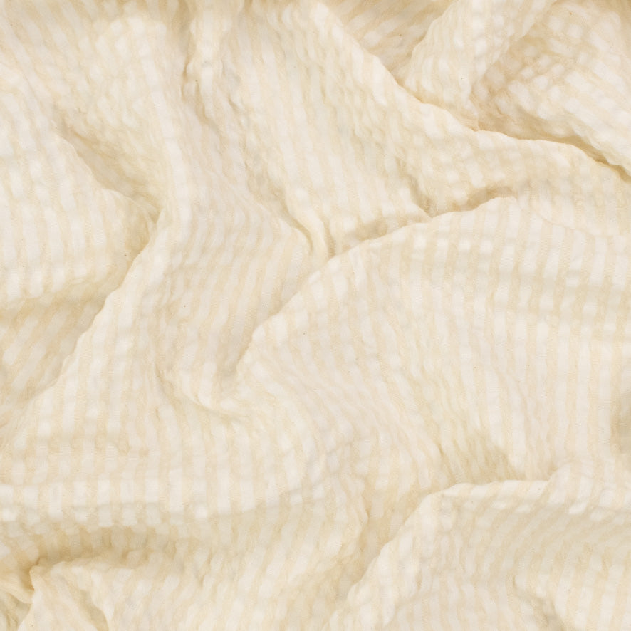 Puckered/Smocked White & Beige Checks Print