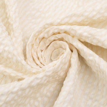 Puckered/Smocked White & Beige Checks Print