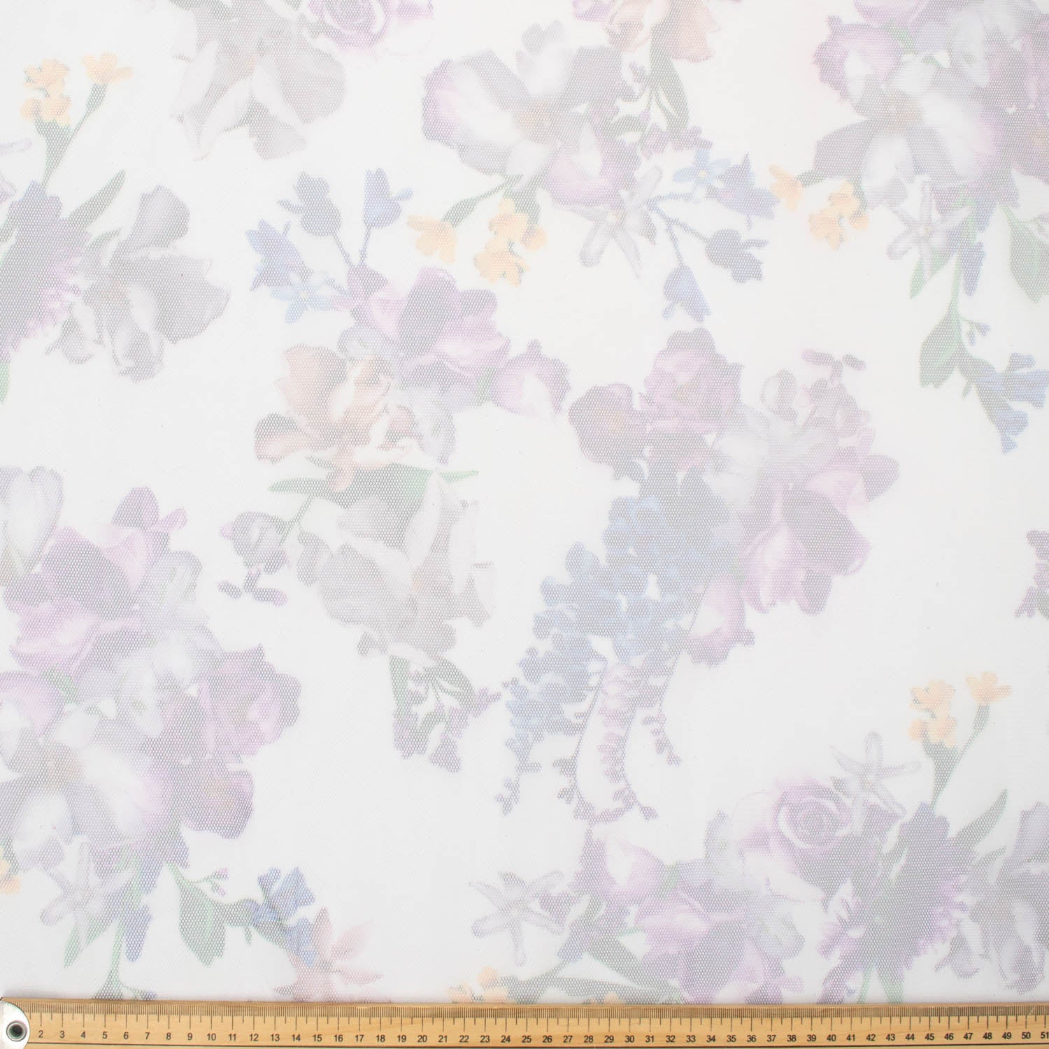 Digital Printed Fine Soft English Tulle Purple Blossom
