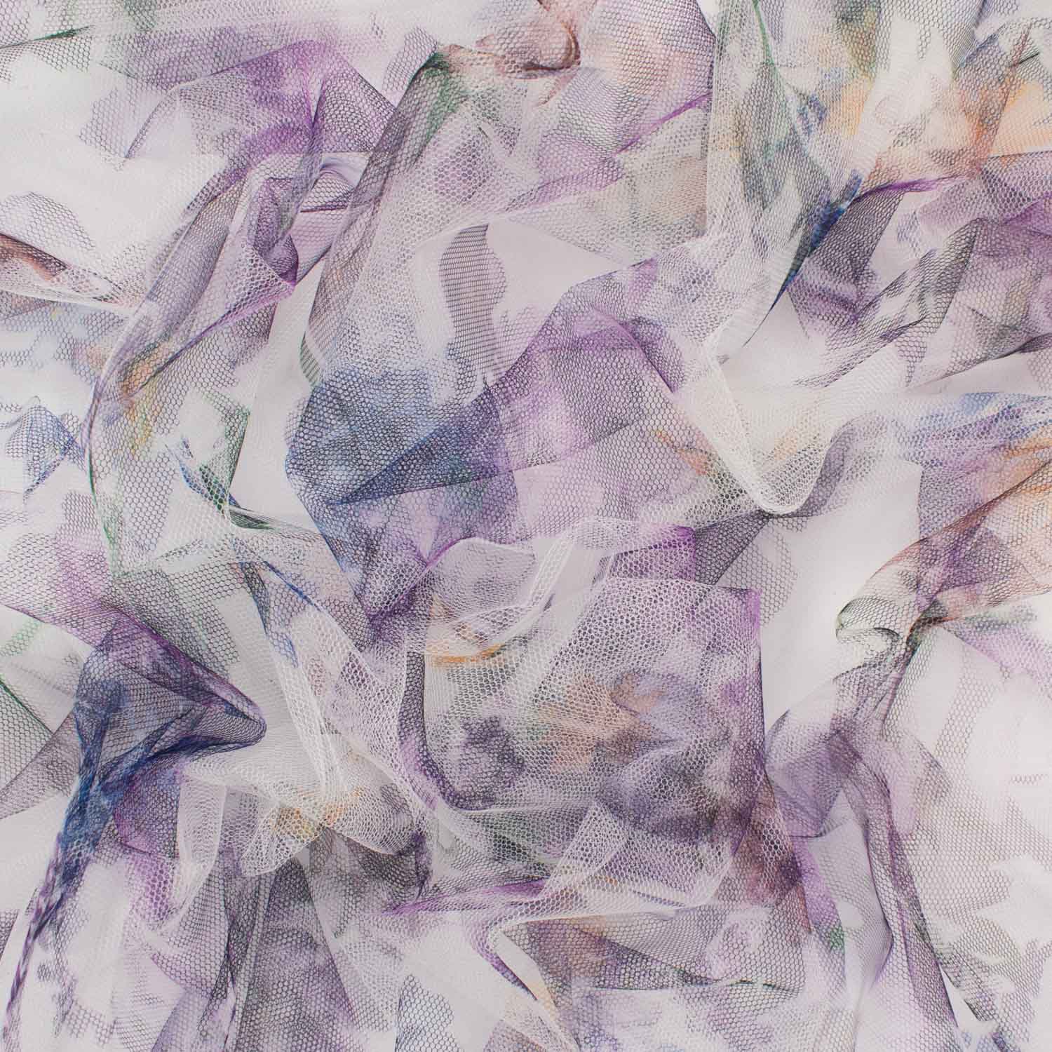 Digital Printed Fine Soft English Tulle Purple Blossom