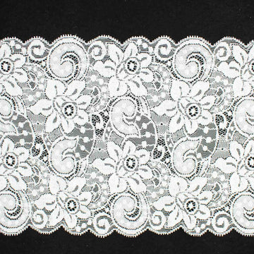Floral Vines Raschel White Lace Trim 12cm